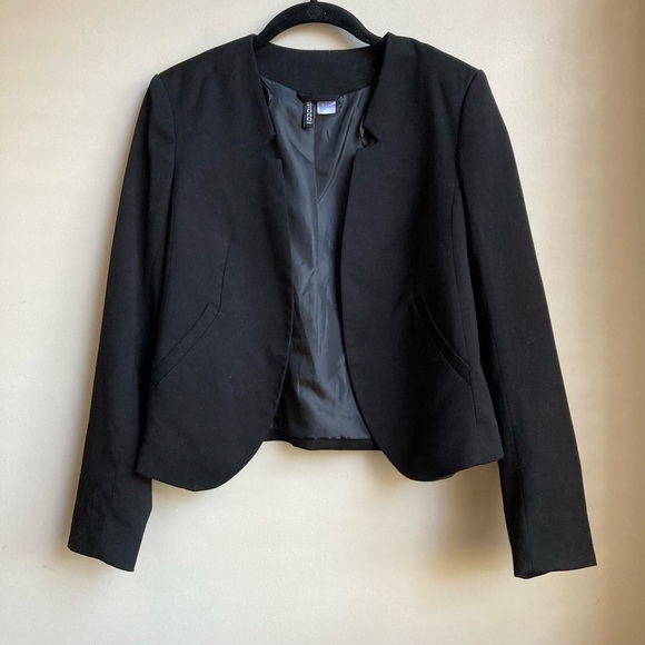 H&M Collarless Open Front Classic Black Blazer - Picture 1 of 3